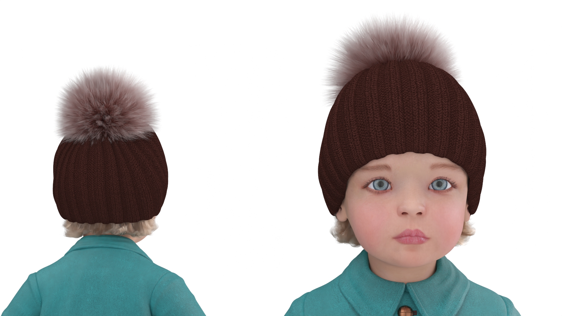 3D Children on Slide Fur Rigged model