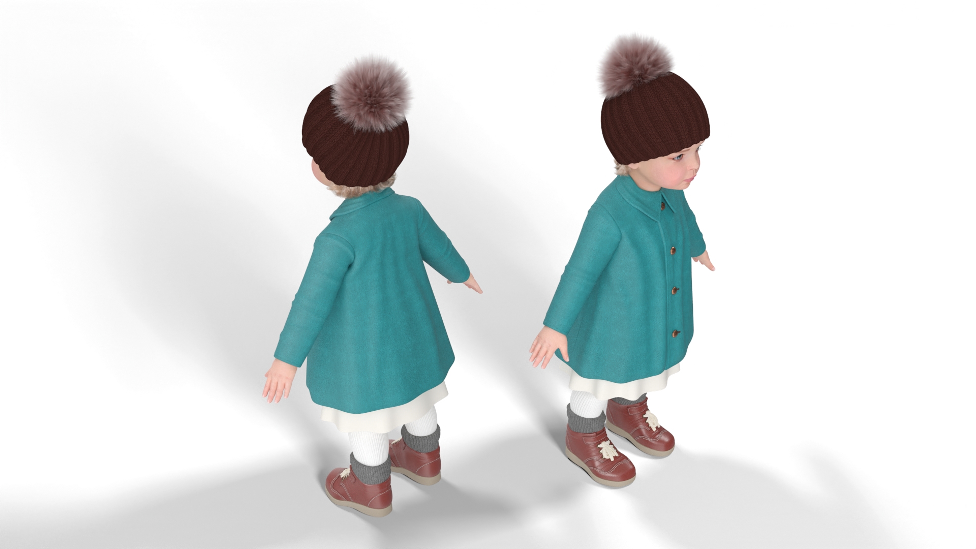 3D Children on Slide Fur Rigged model