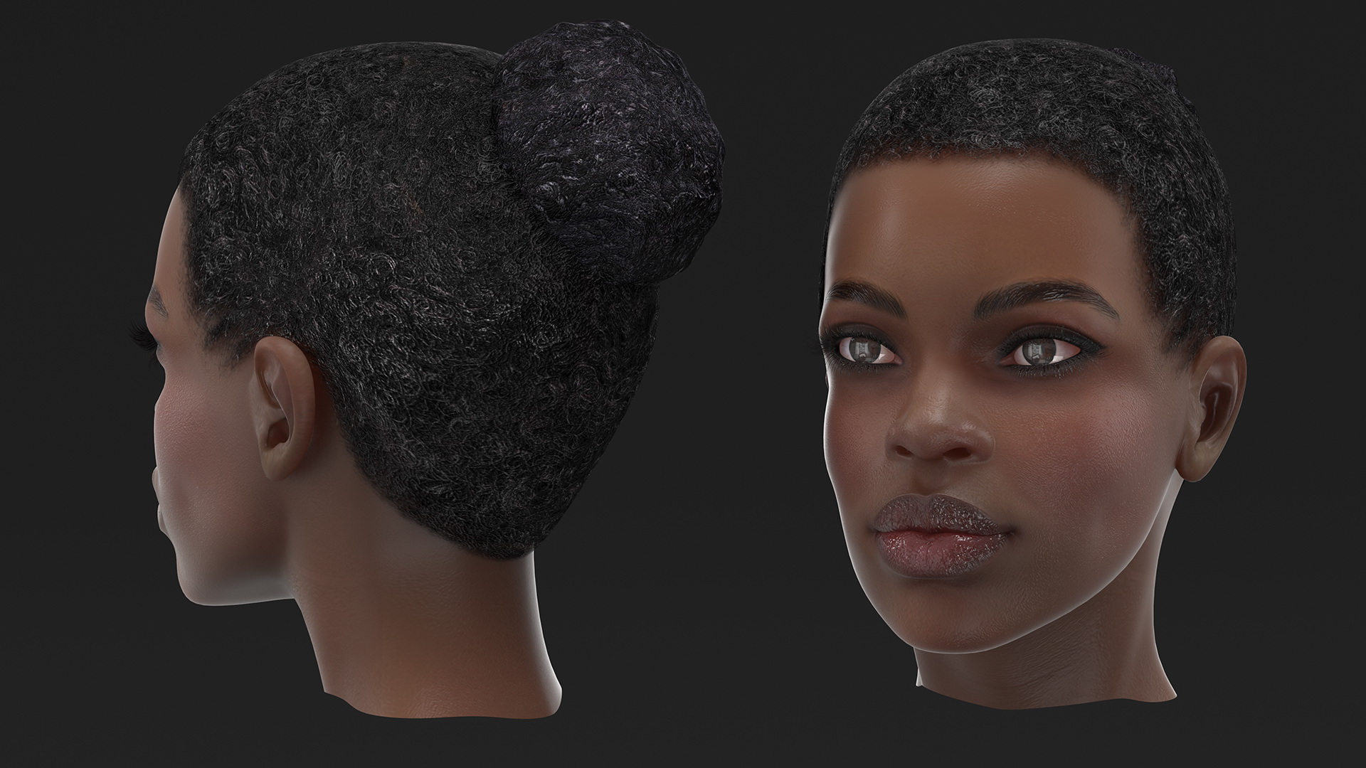 Afro American Woman Head Dark Skin 3D model