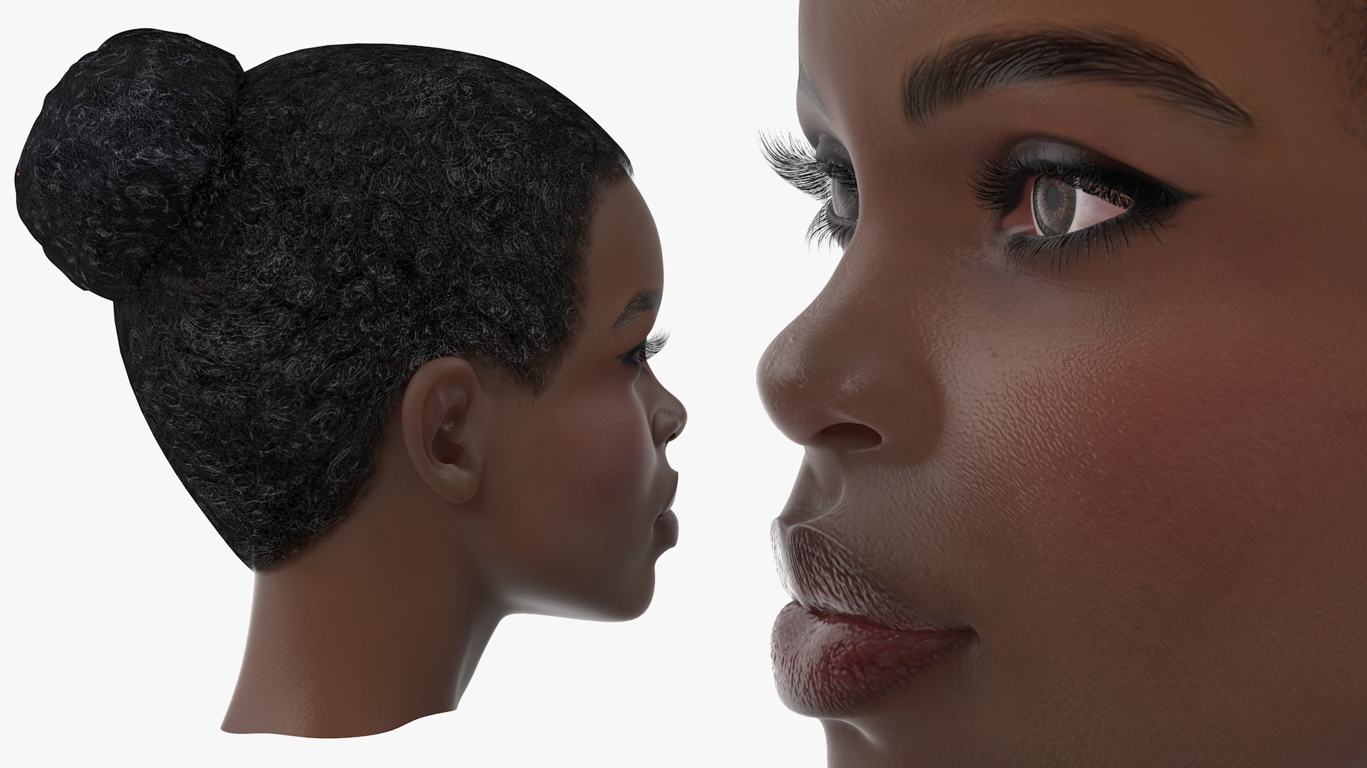 Afro American Woman Head Dark Skin 3D model