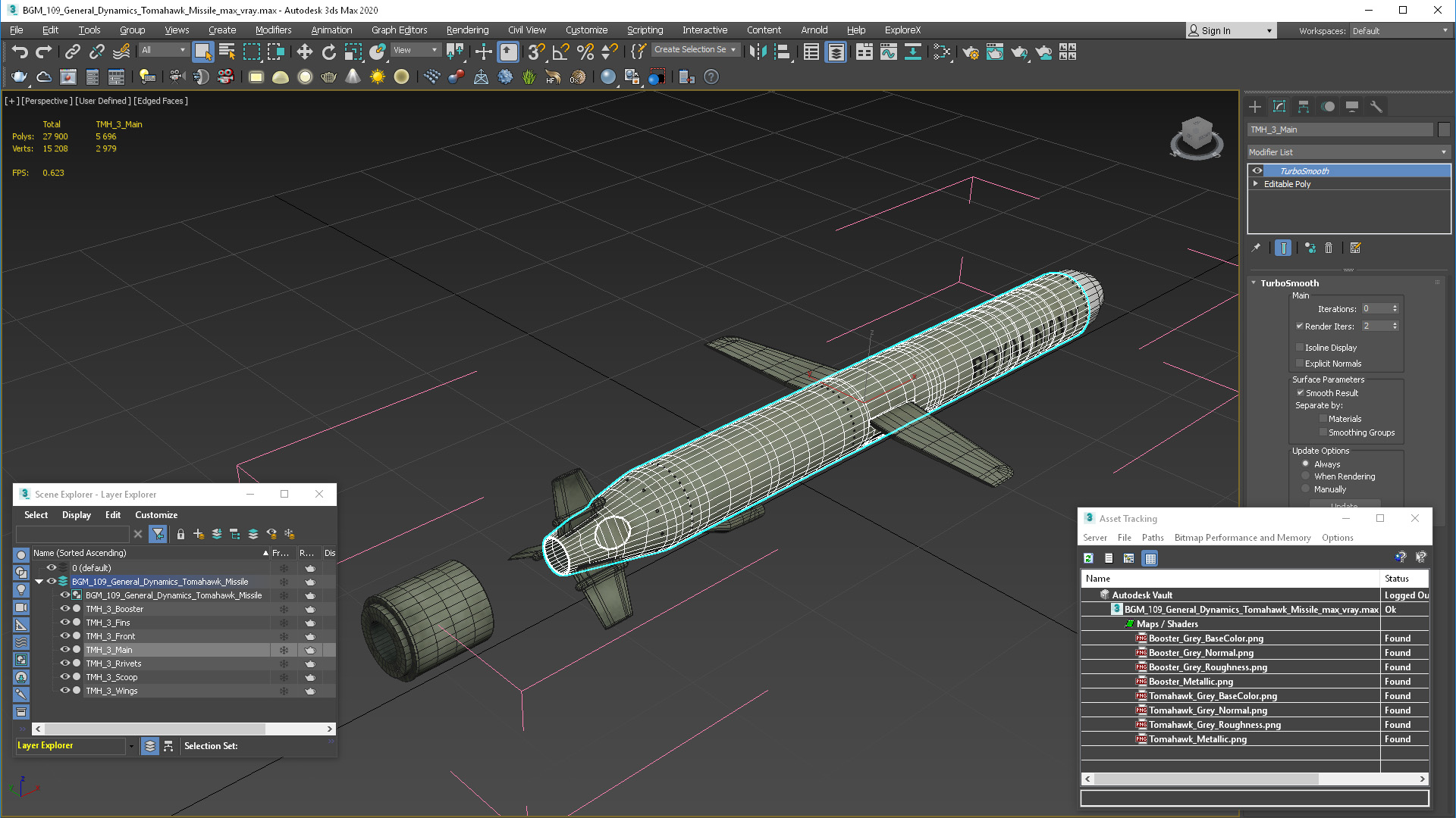 3D BGM-109 General Dynamics Tomahawk Missile