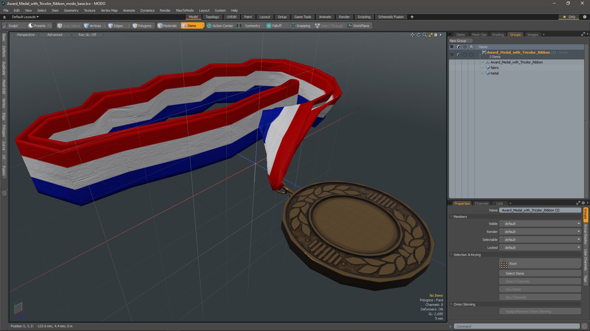 Award Medal with Tricolor Ribbon 3D