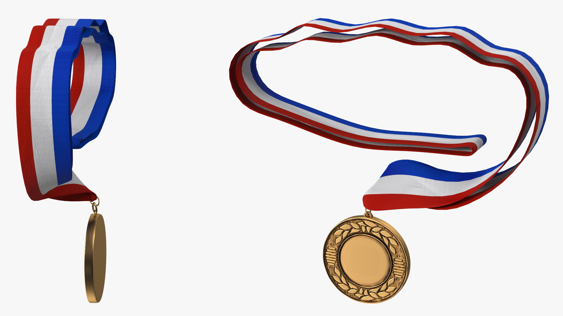 Award Medal with Tricolor Ribbon 3D