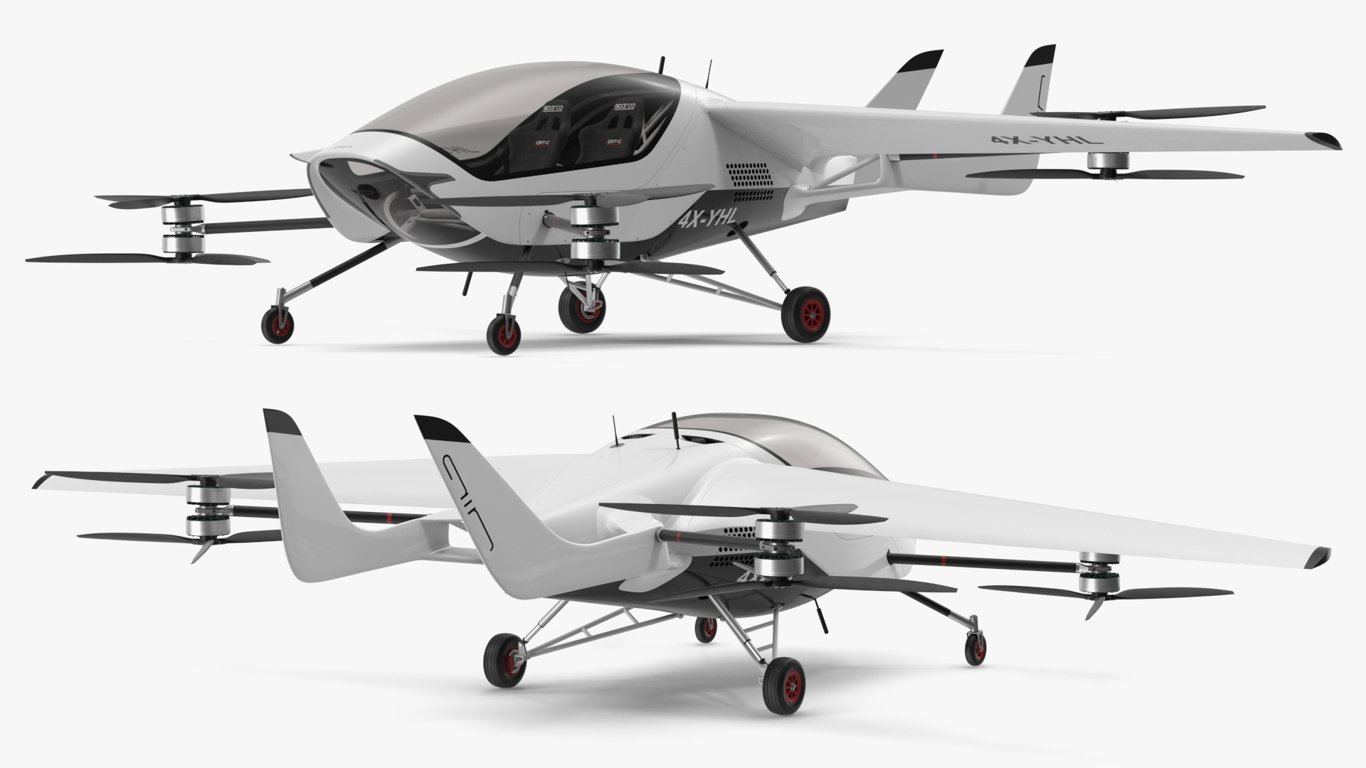 Two Seat Air Vehicle eVTOL Air One 3D model