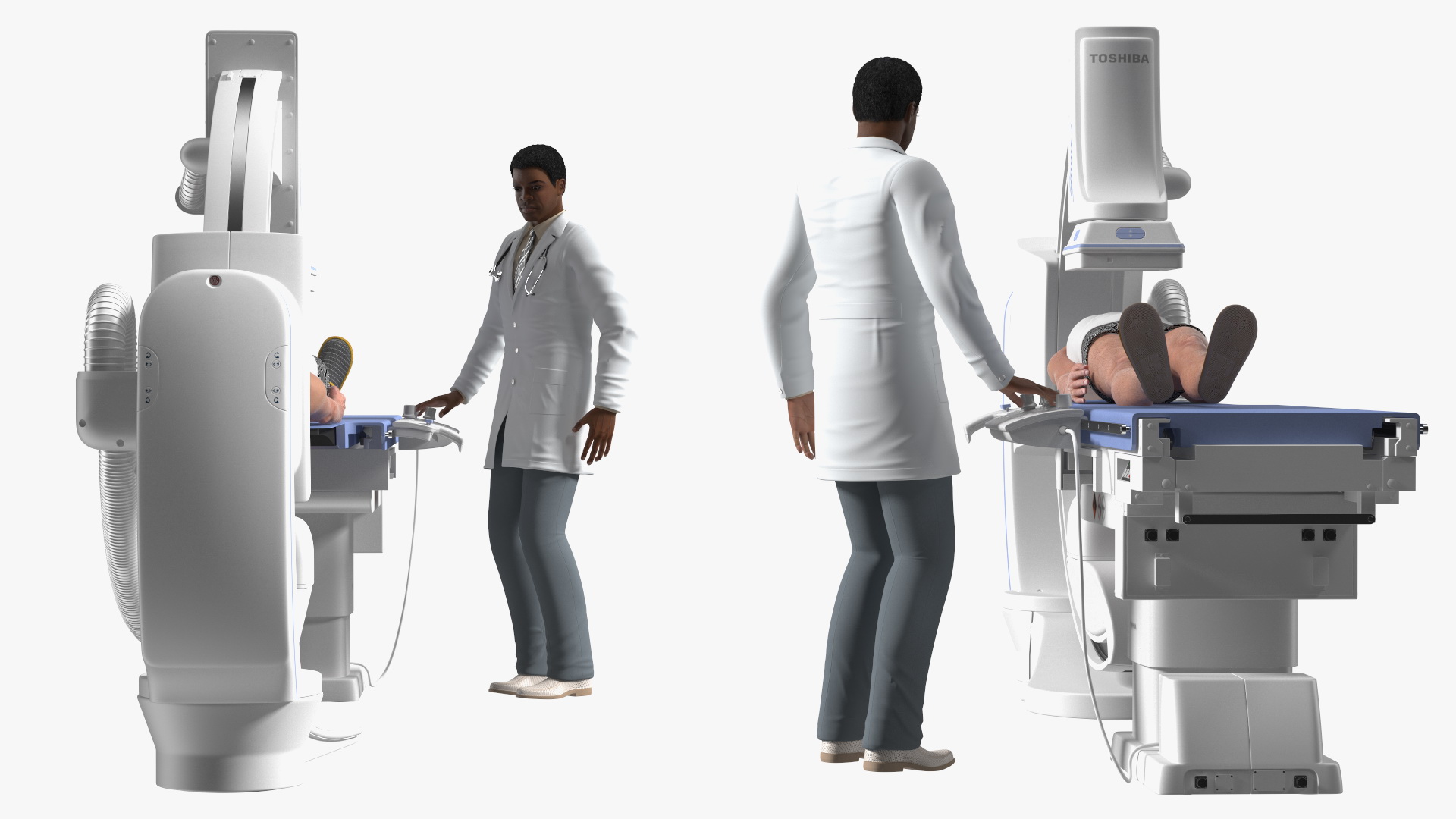 3D C Arm System with Patient and Doctor Rigged model