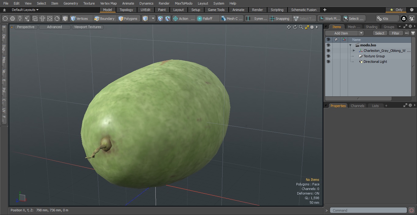 3D Charleston Gray Oblong Watermelon model