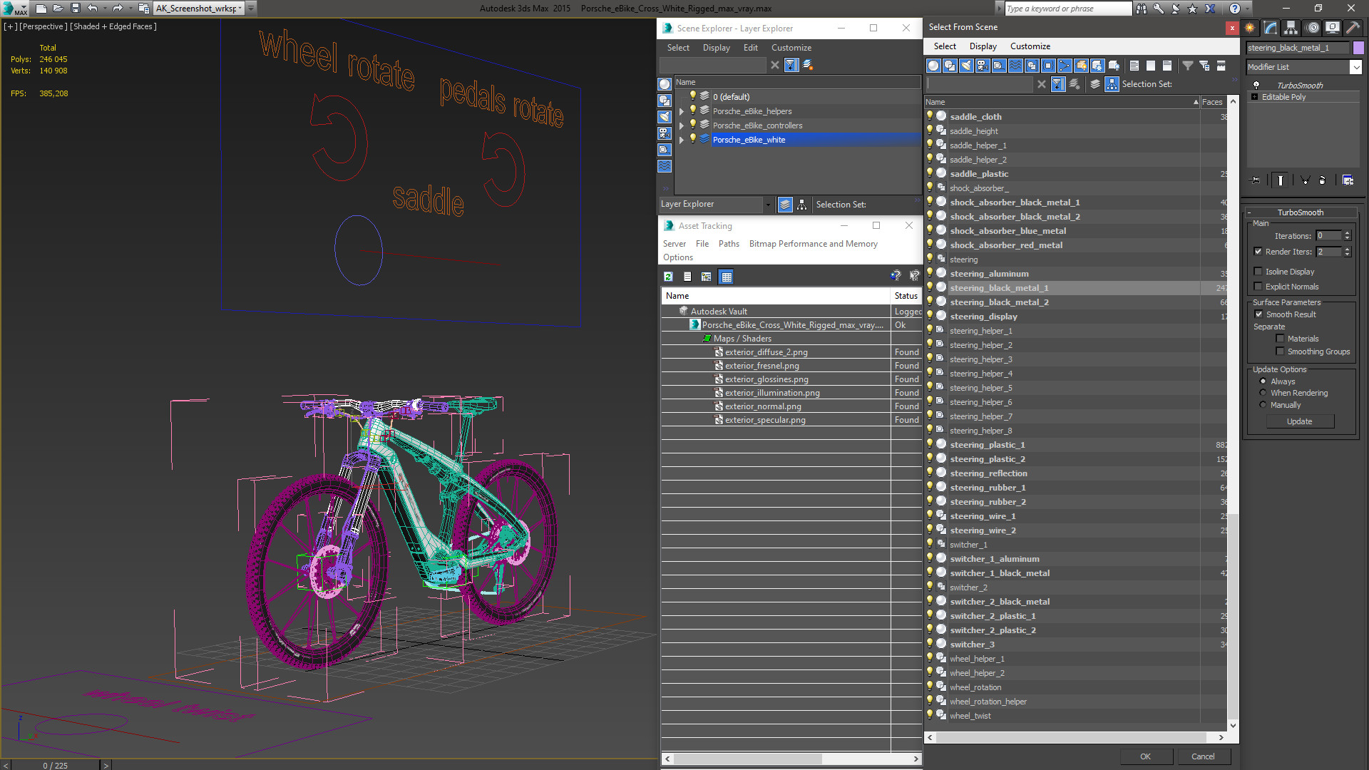 Porsche eBike Cross White Rigged 3D