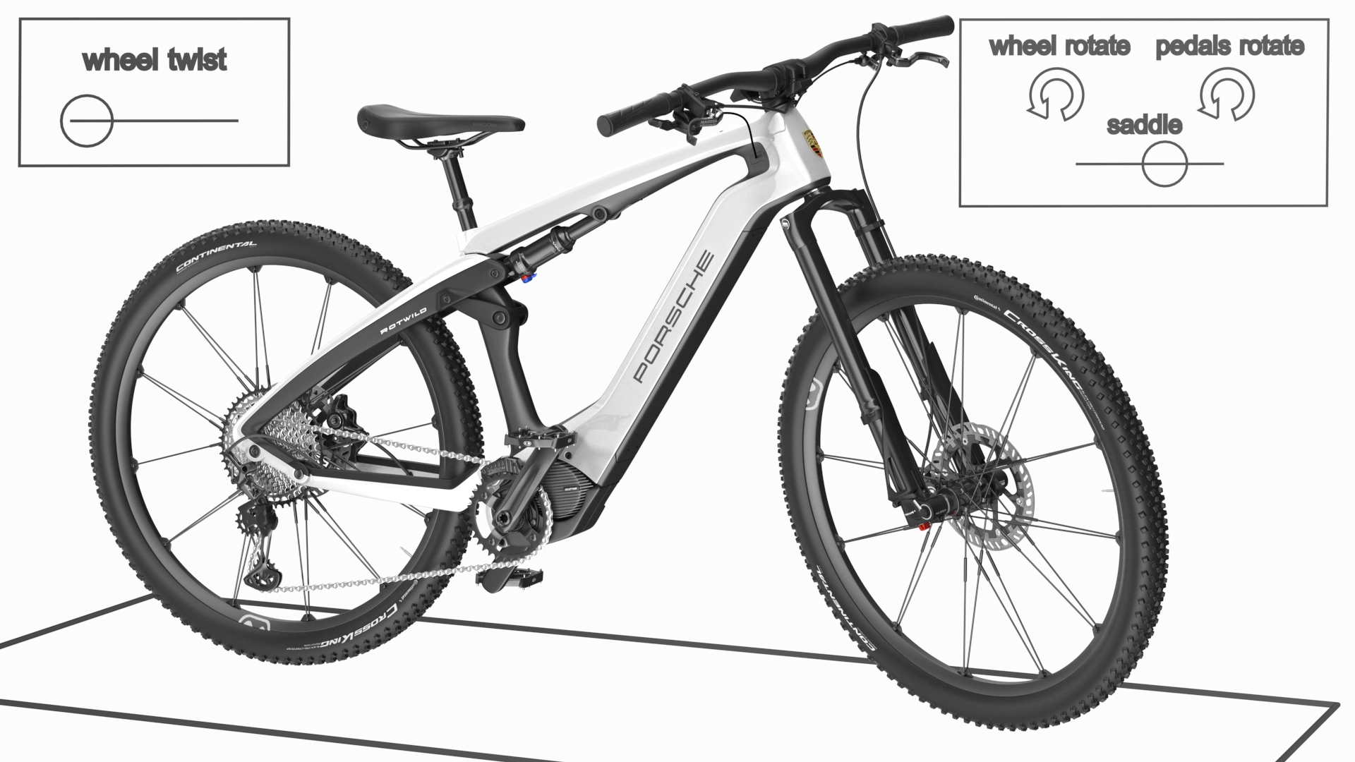 Porsche eBike Cross White Rigged 3D