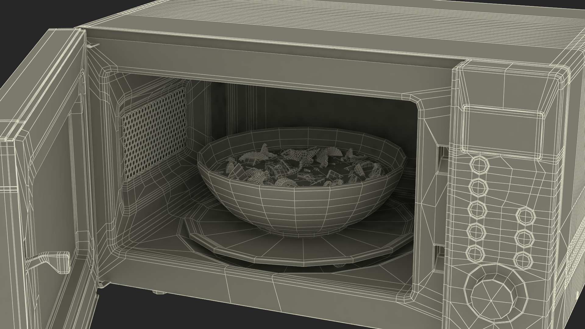 Microwave Oven with Food 3D model