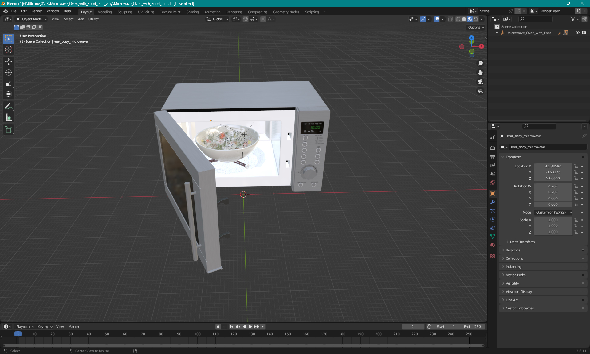 Microwave Oven with Food 3D model