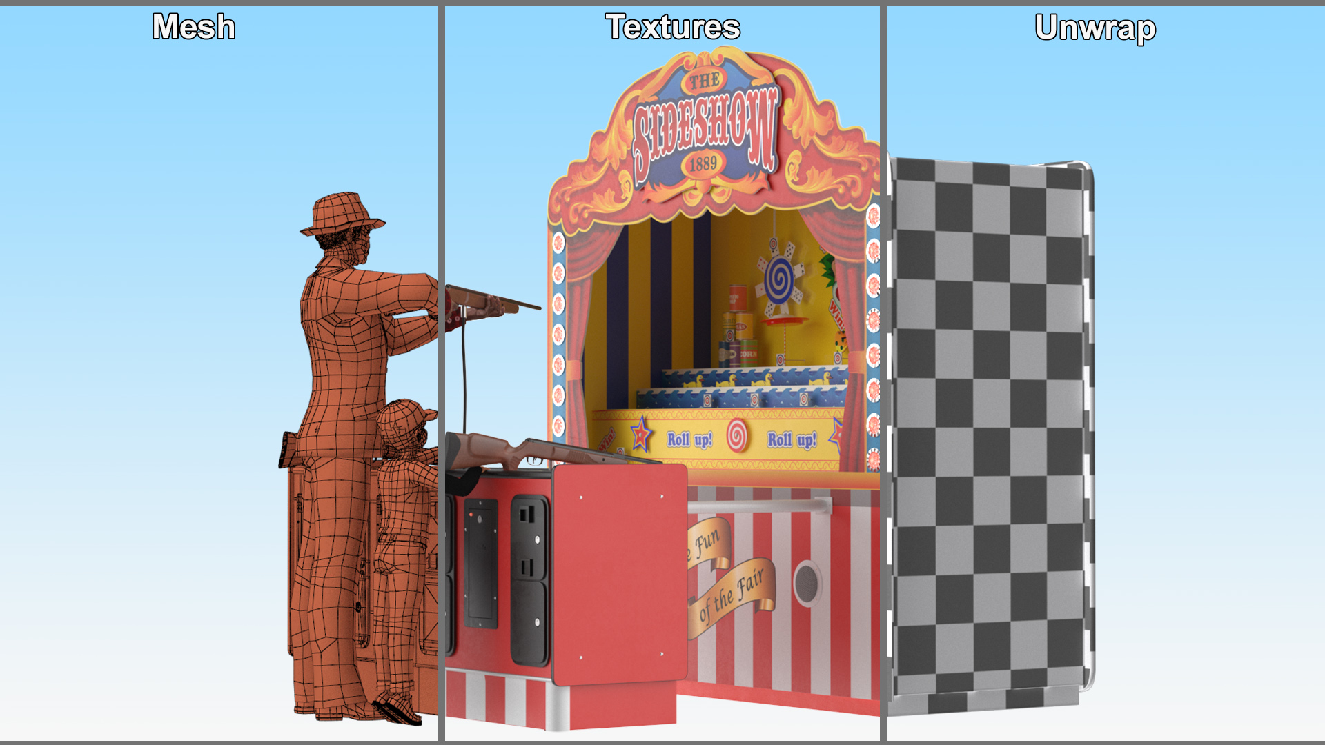 3D Carnival Shooting Game with Characters model