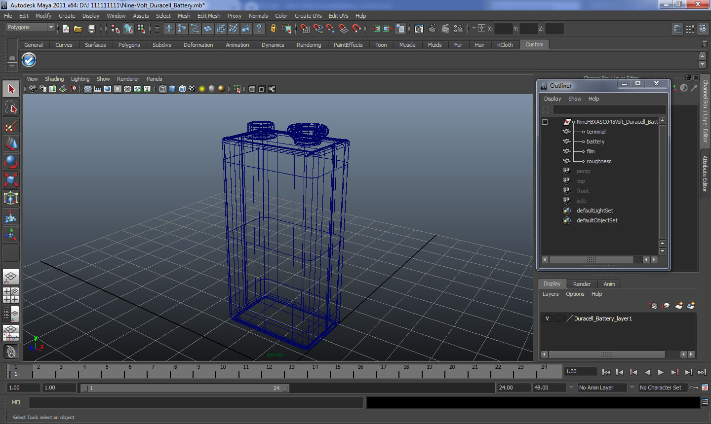 3D Nine-Volt Duracell Battery