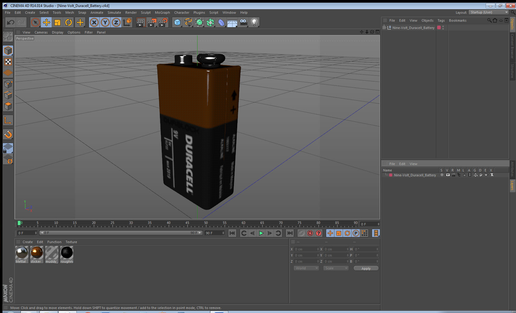 3D Nine-Volt Duracell Battery