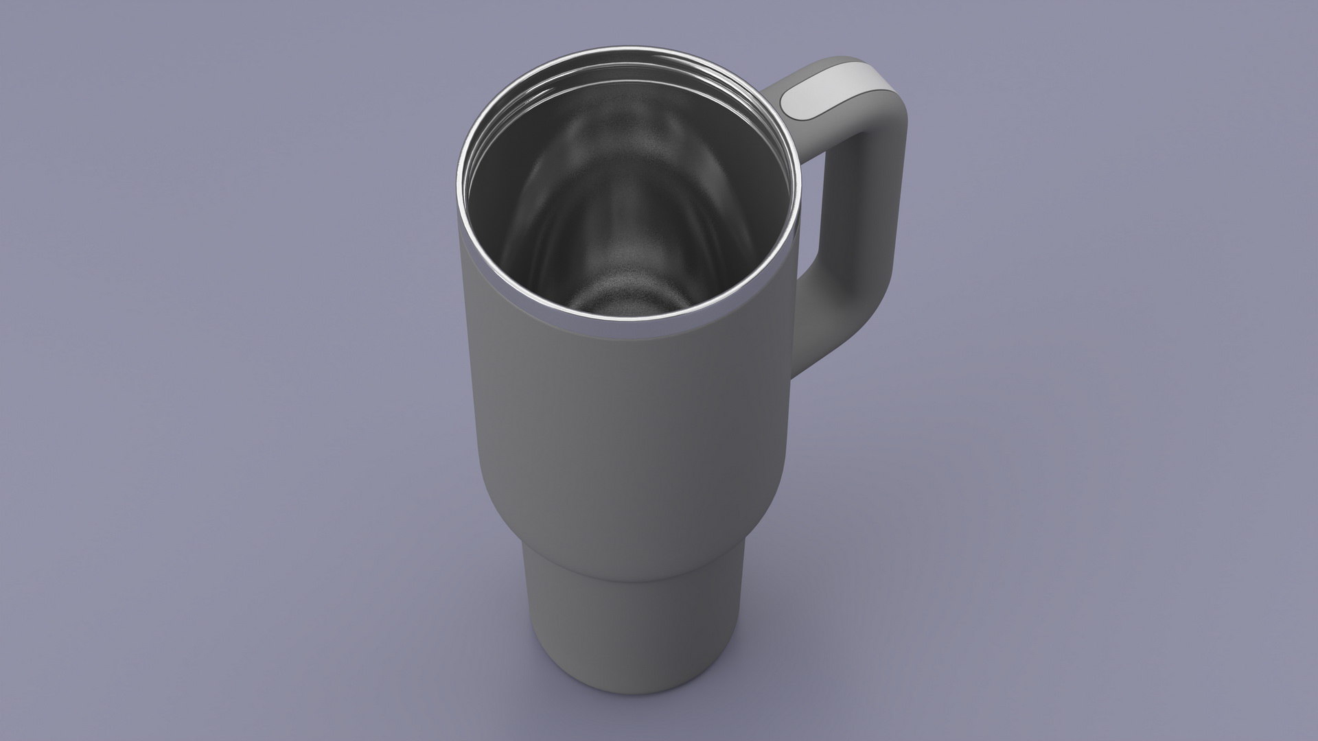 3D Insulated Travel Mug with Straw Grey Open