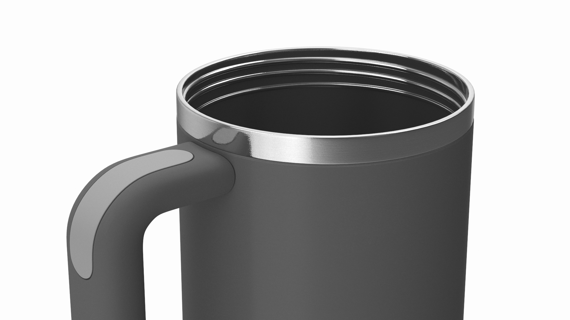 3D Insulated Travel Mug with Straw Grey Open