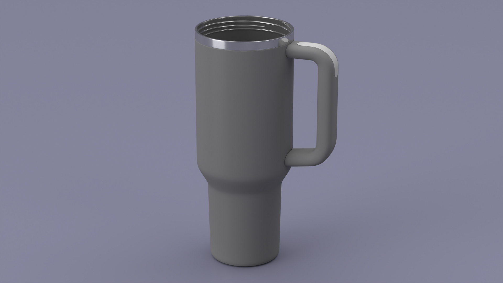 3D Insulated Travel Mug with Straw Grey Open