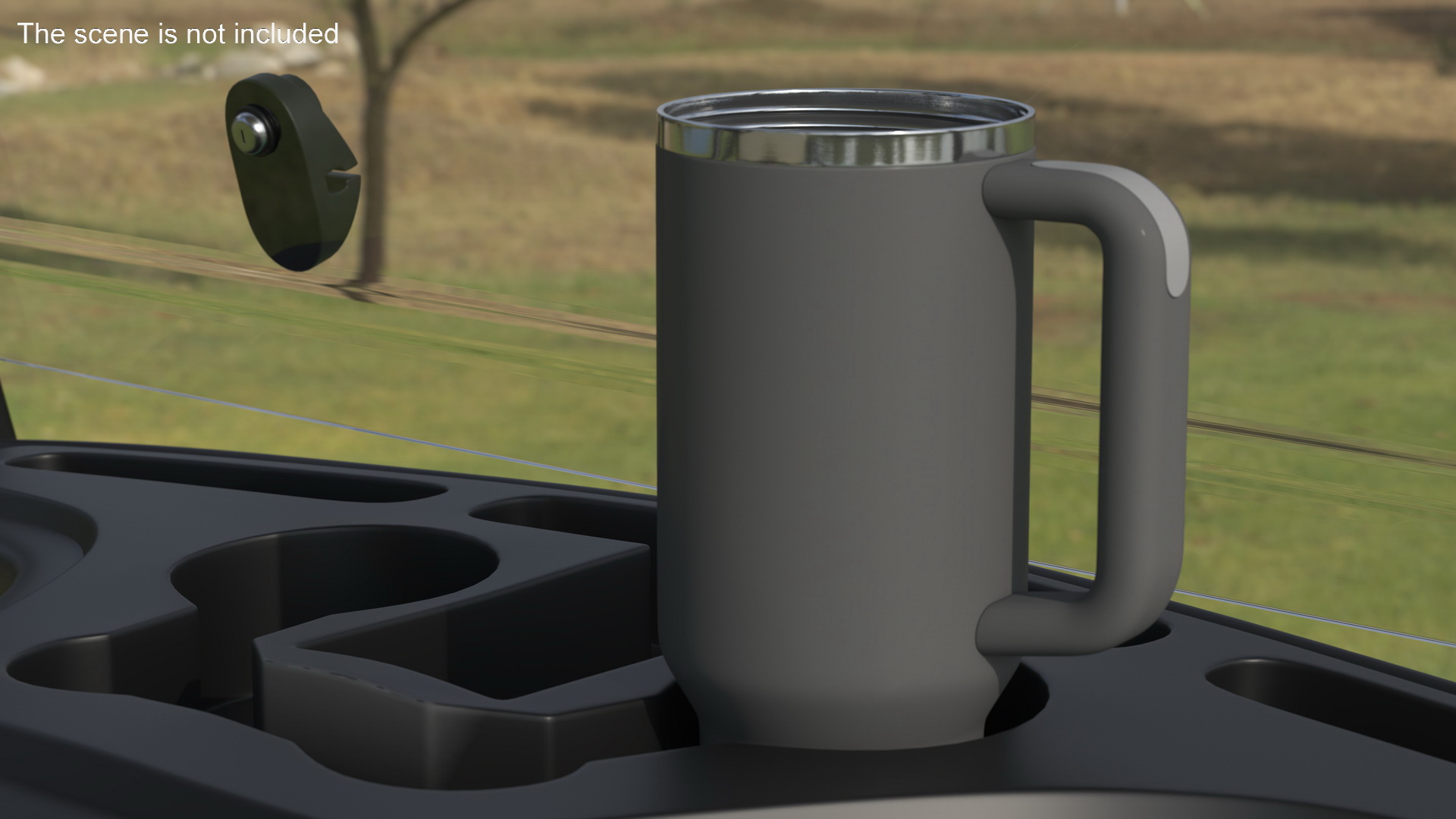 3D Insulated Travel Mug with Straw Grey Open