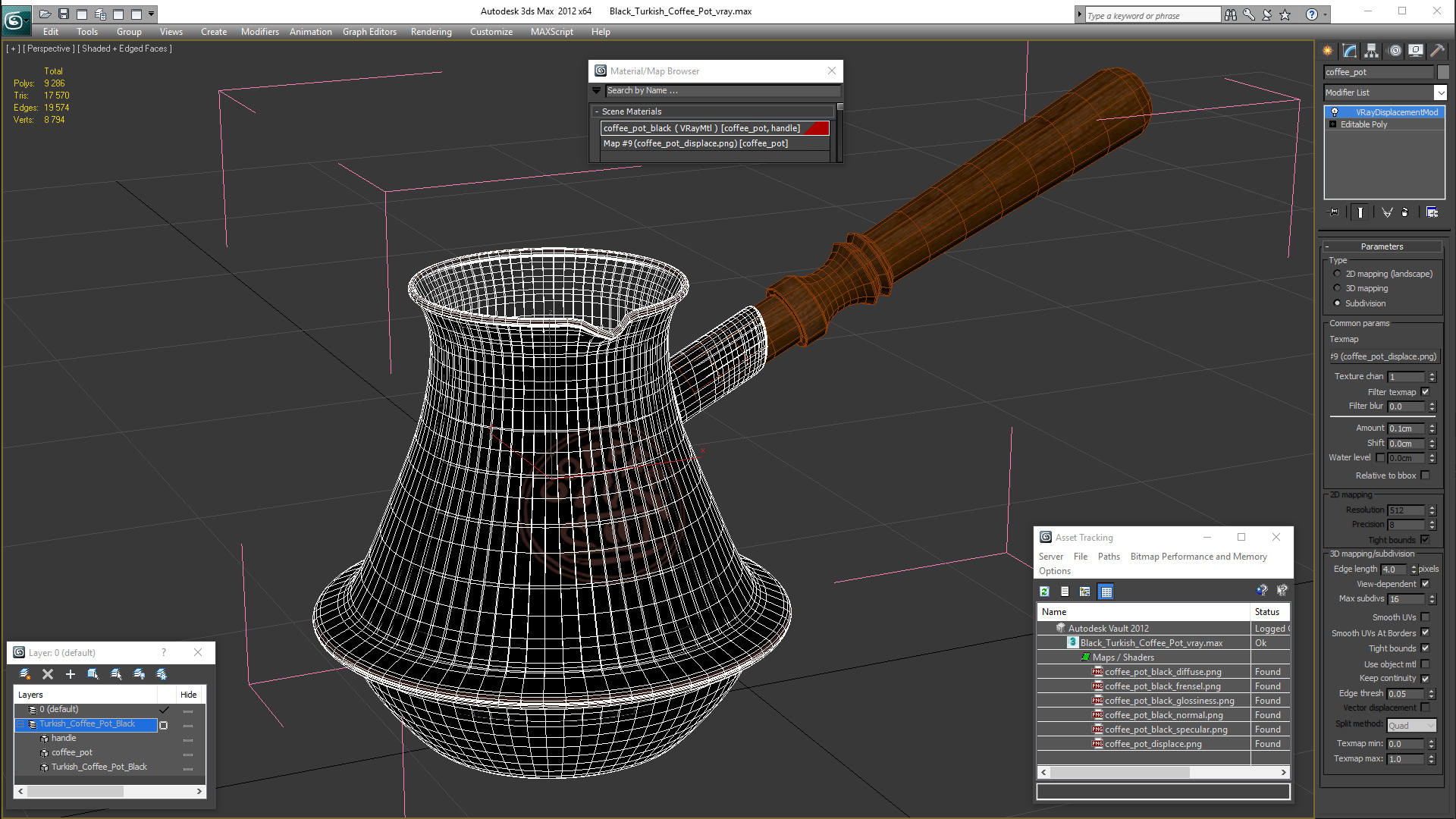 Black Turkish Coffee Pot 3D model