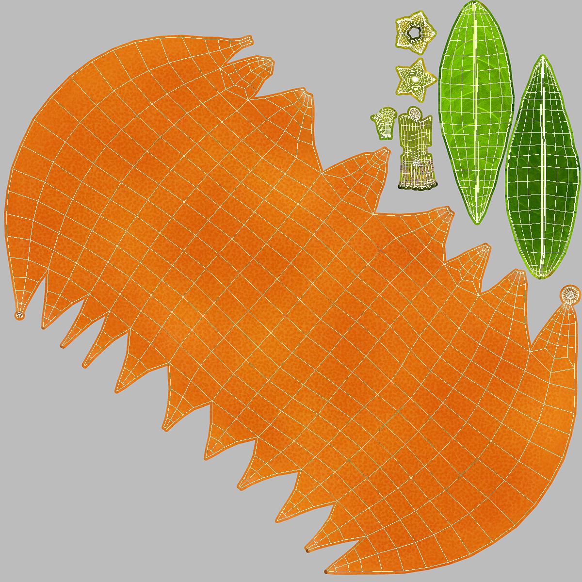 3D Mandarin with Leaf model