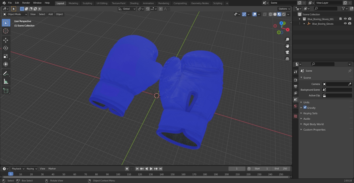 3D Blue Boxing Gloves model