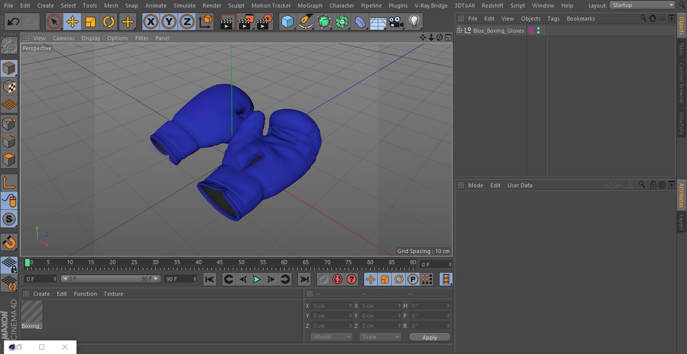 3D Blue Boxing Gloves model