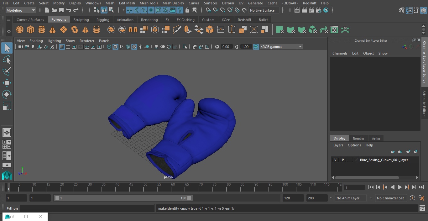 3D Blue Boxing Gloves model