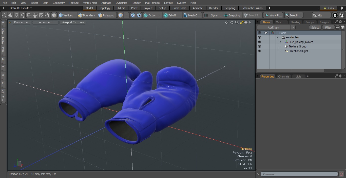 3D Blue Boxing Gloves model