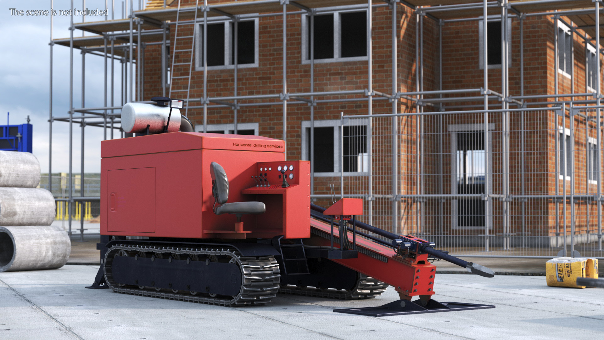 Horizontal Drilling Rig Red 3D