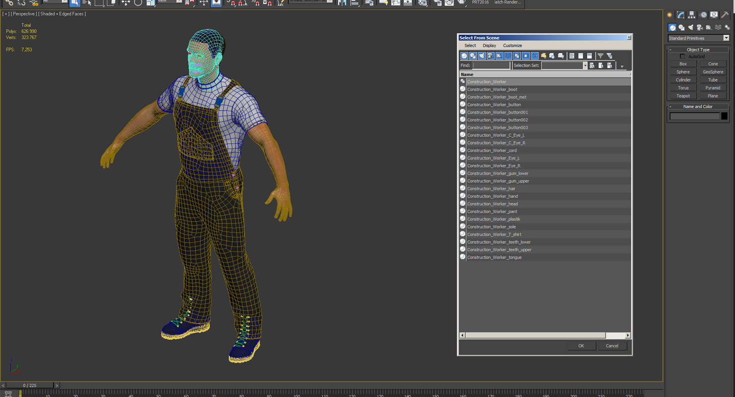 Worker Wearing Black Overalls Suit 3D model