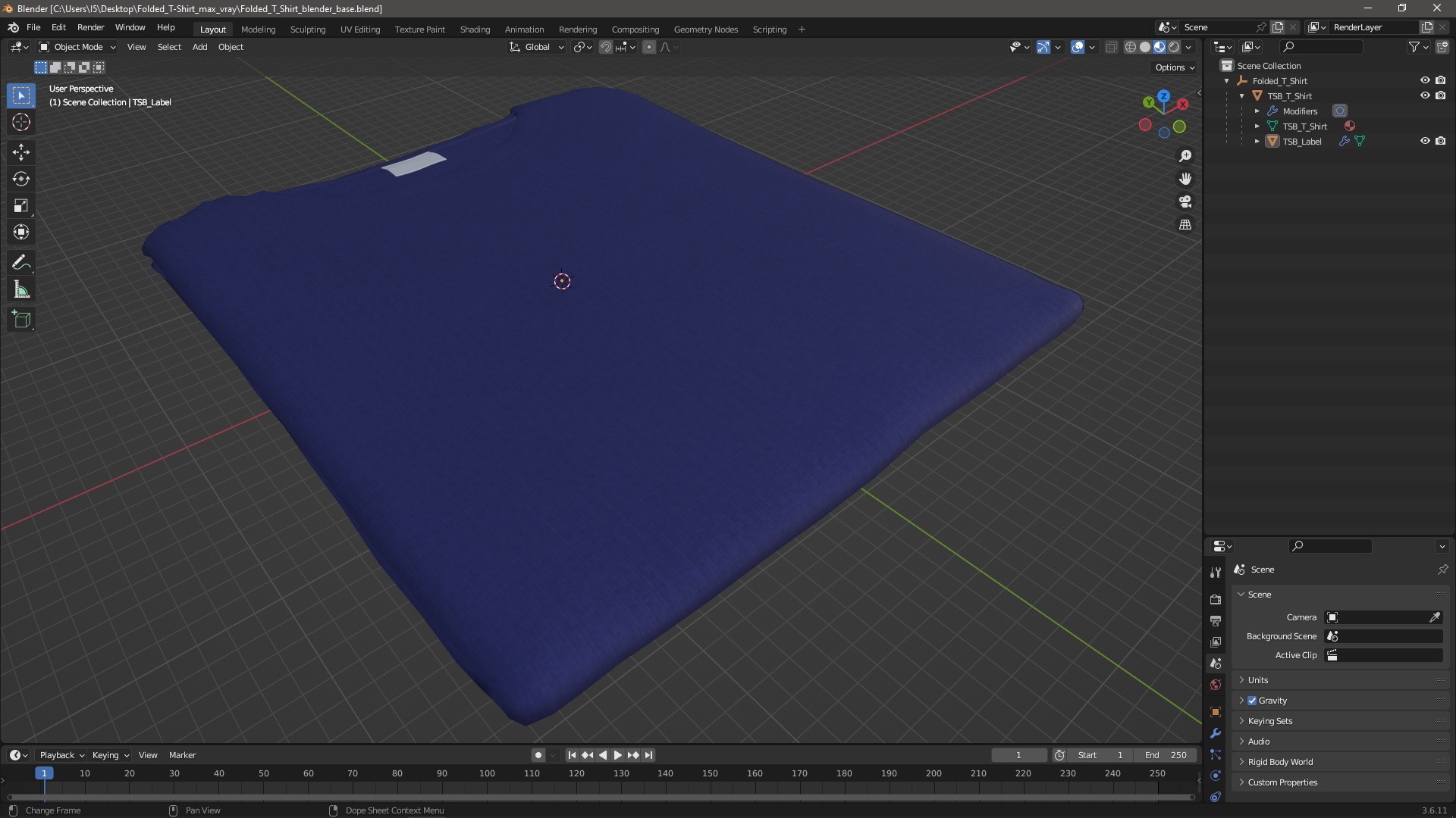 Folded T-Shirt 3D model