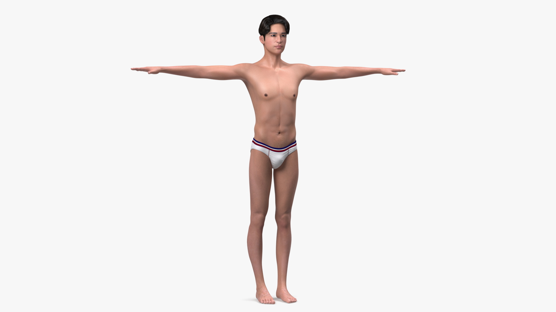 3D Chinese Man Underwear Rigged model