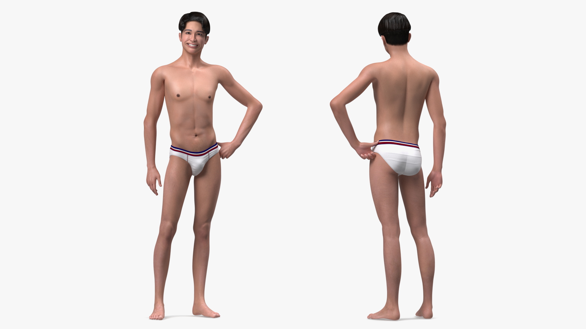 3D Chinese Man Underwear Rigged model