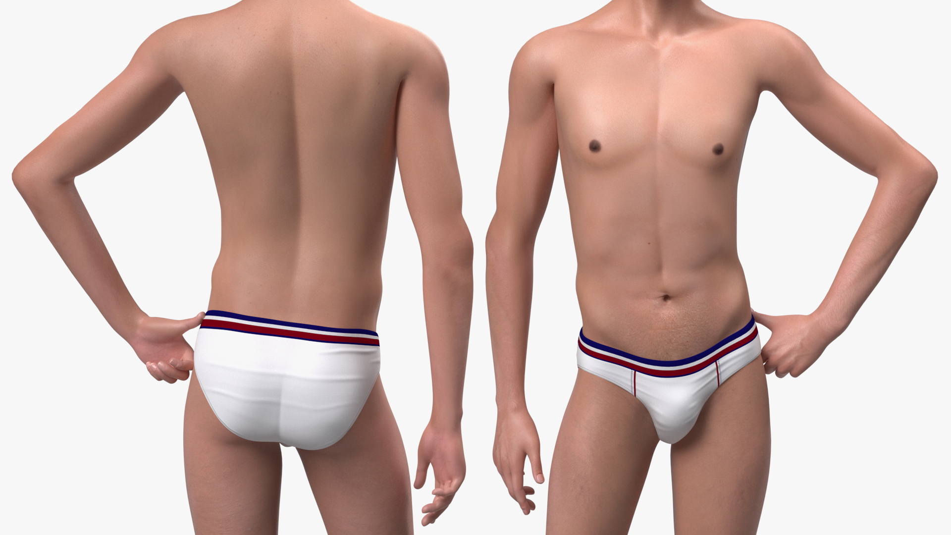 3D Chinese Man Underwear Rigged model