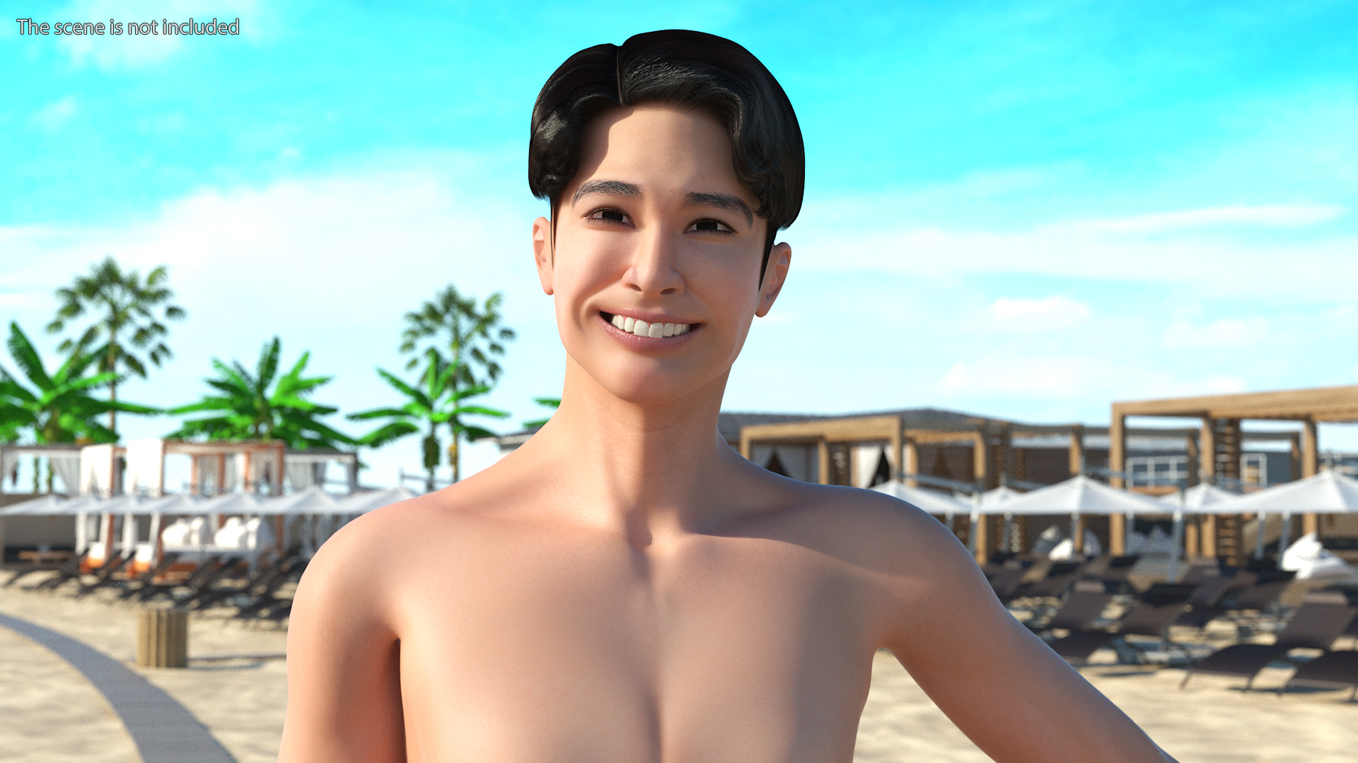 3D Chinese Man Underwear Rigged model