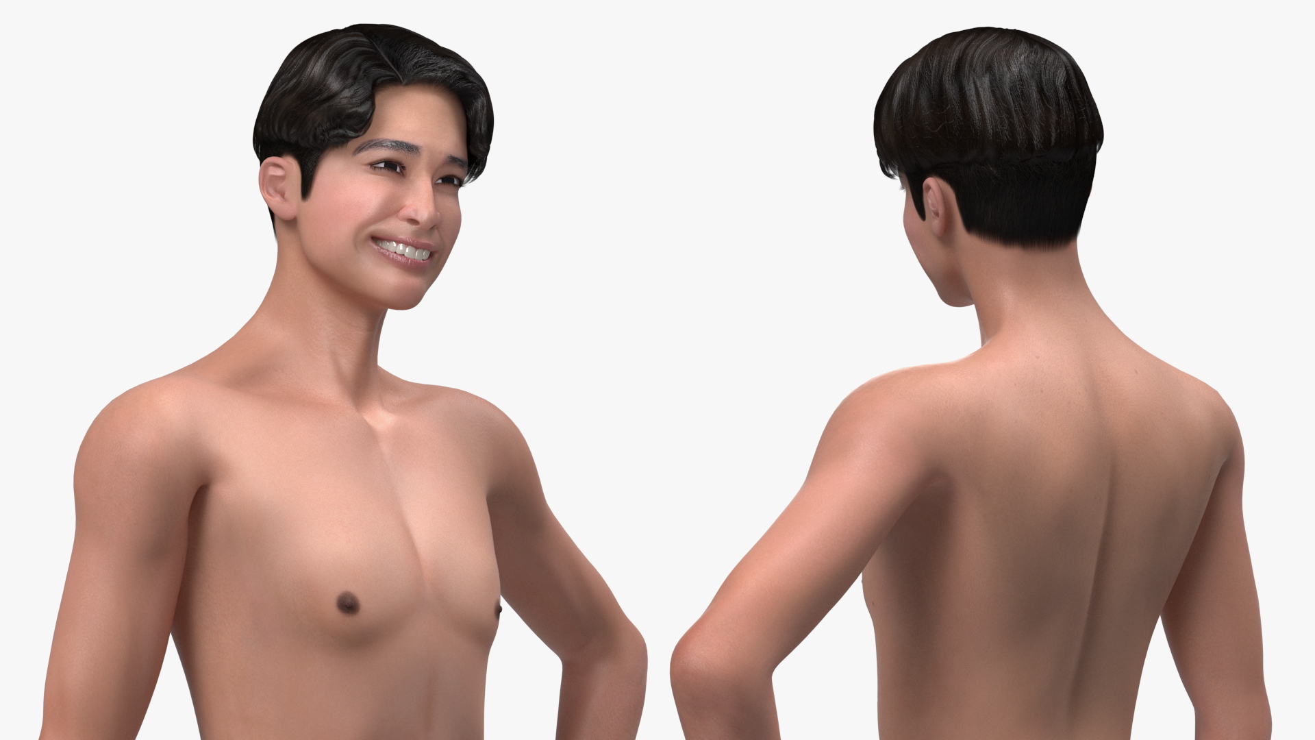 3D Chinese Man Underwear Rigged model