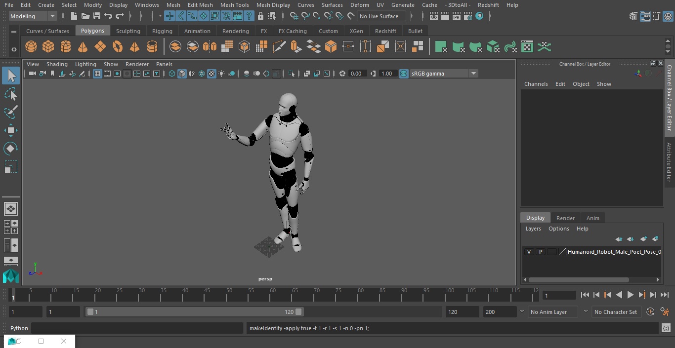 Humanoid Robot Male Poet Pose 3D model