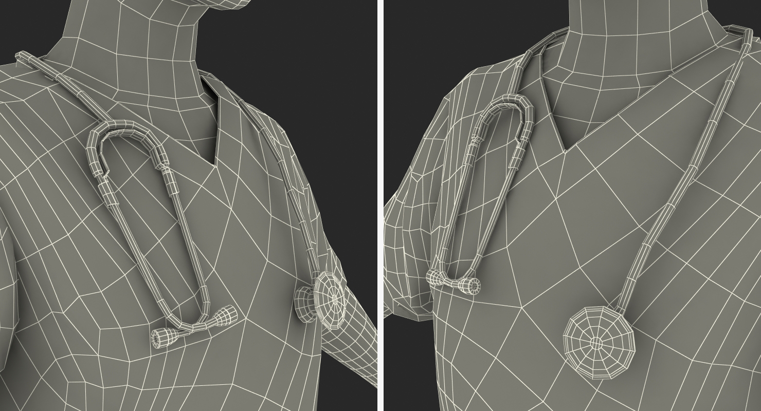 3D African American Female Surgeon Rigged model