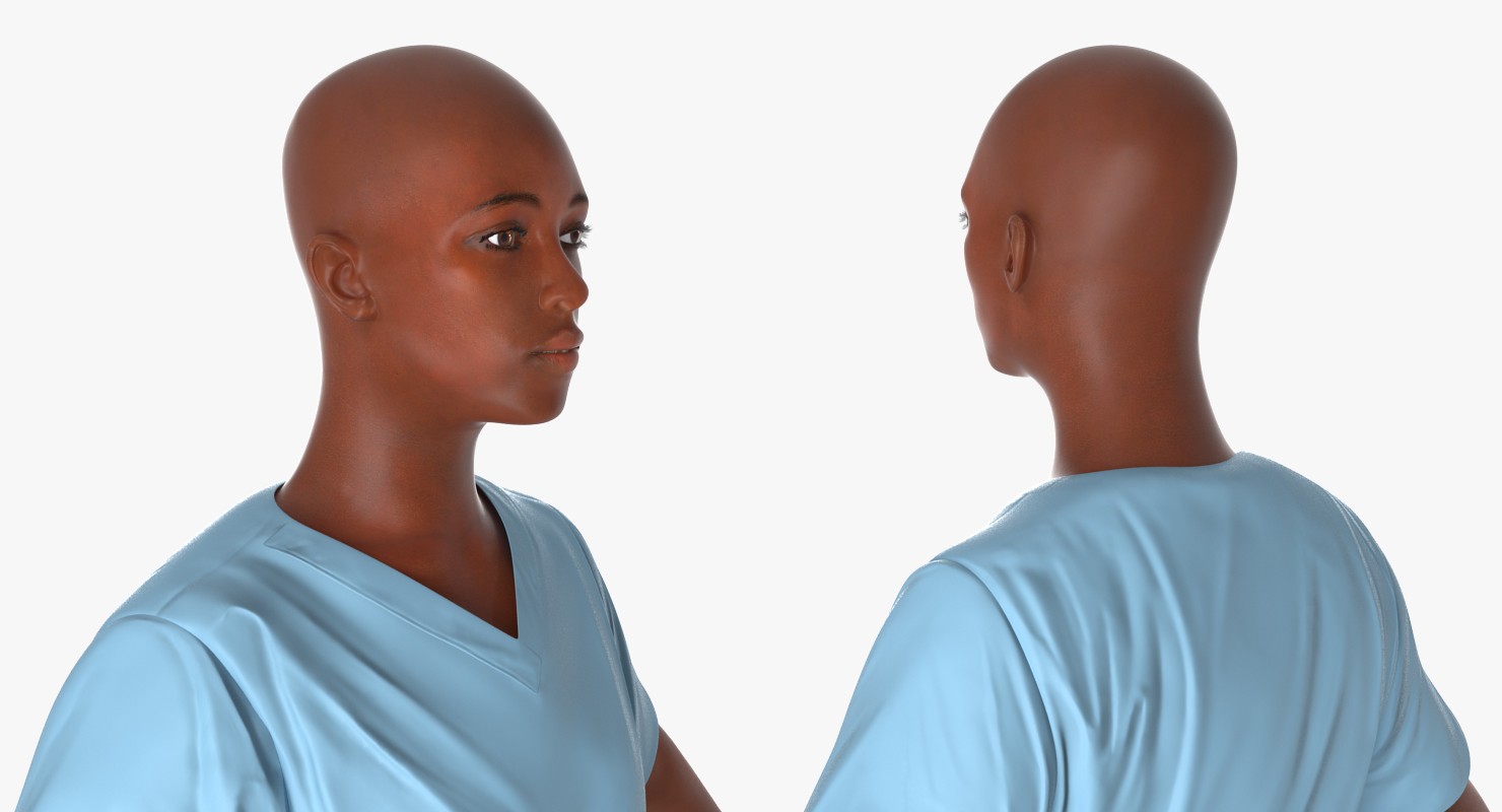 3D African American Female Surgeon Rigged model