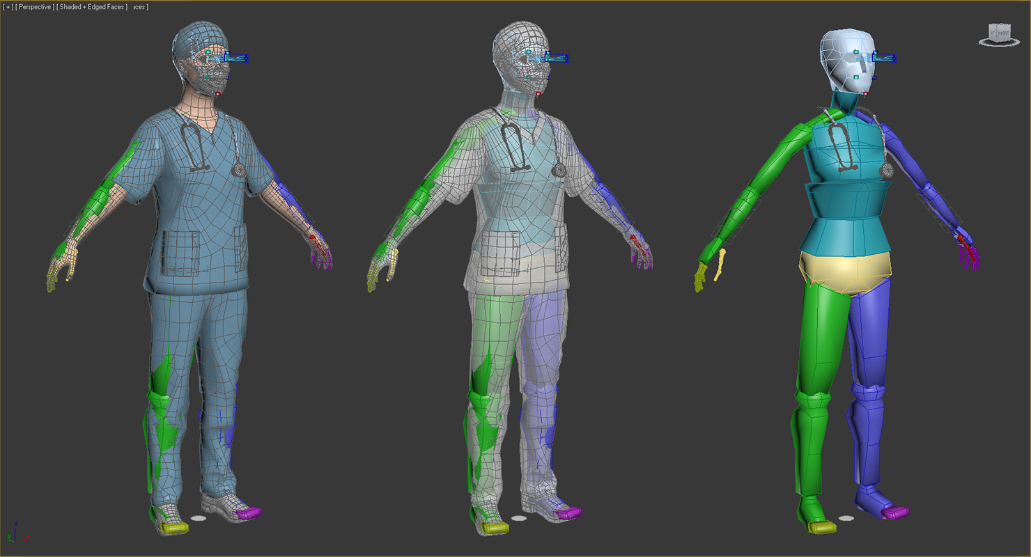 3D African American Female Surgeon Rigged model