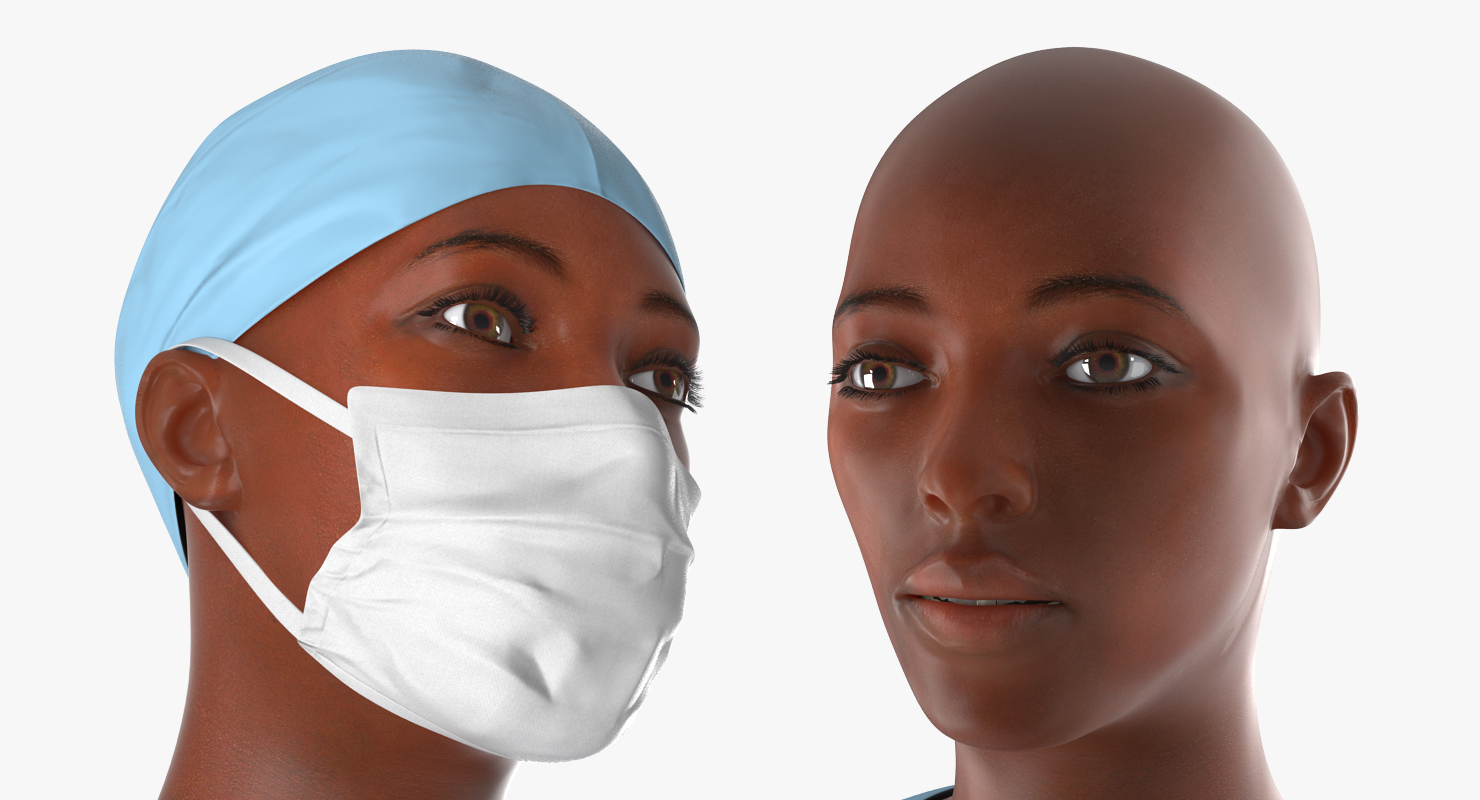 3D African American Female Surgeon Rigged model