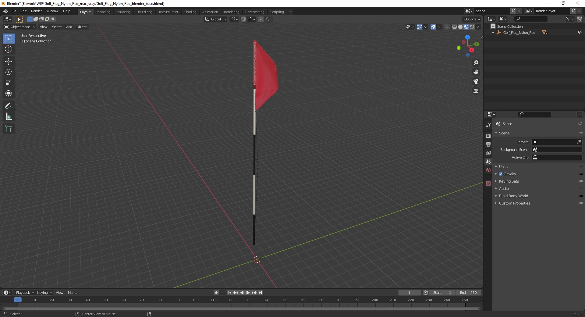 Golf Flag Nylon Red 3D model