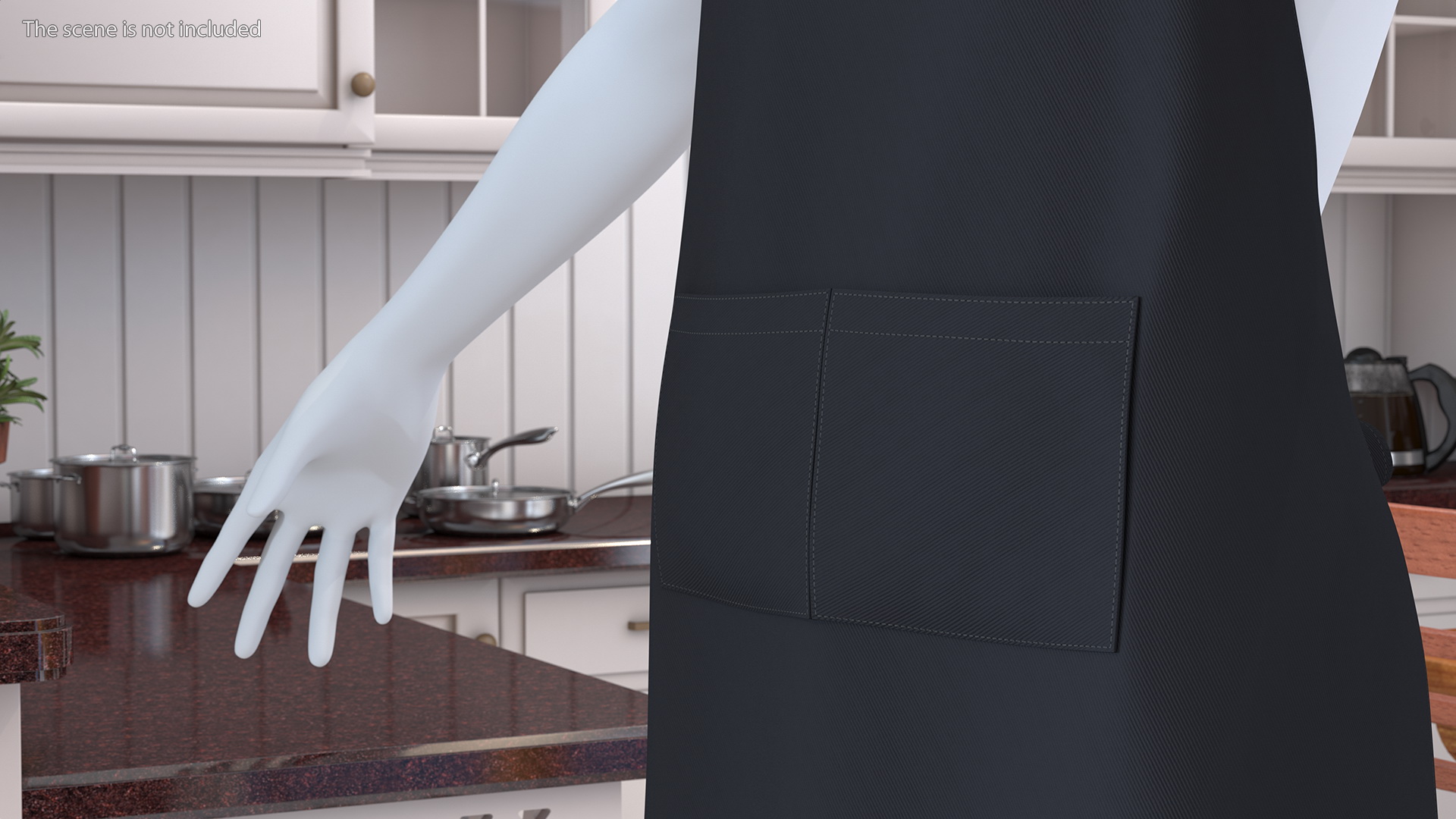 3D Men Cooking Apron Black on Mannequin