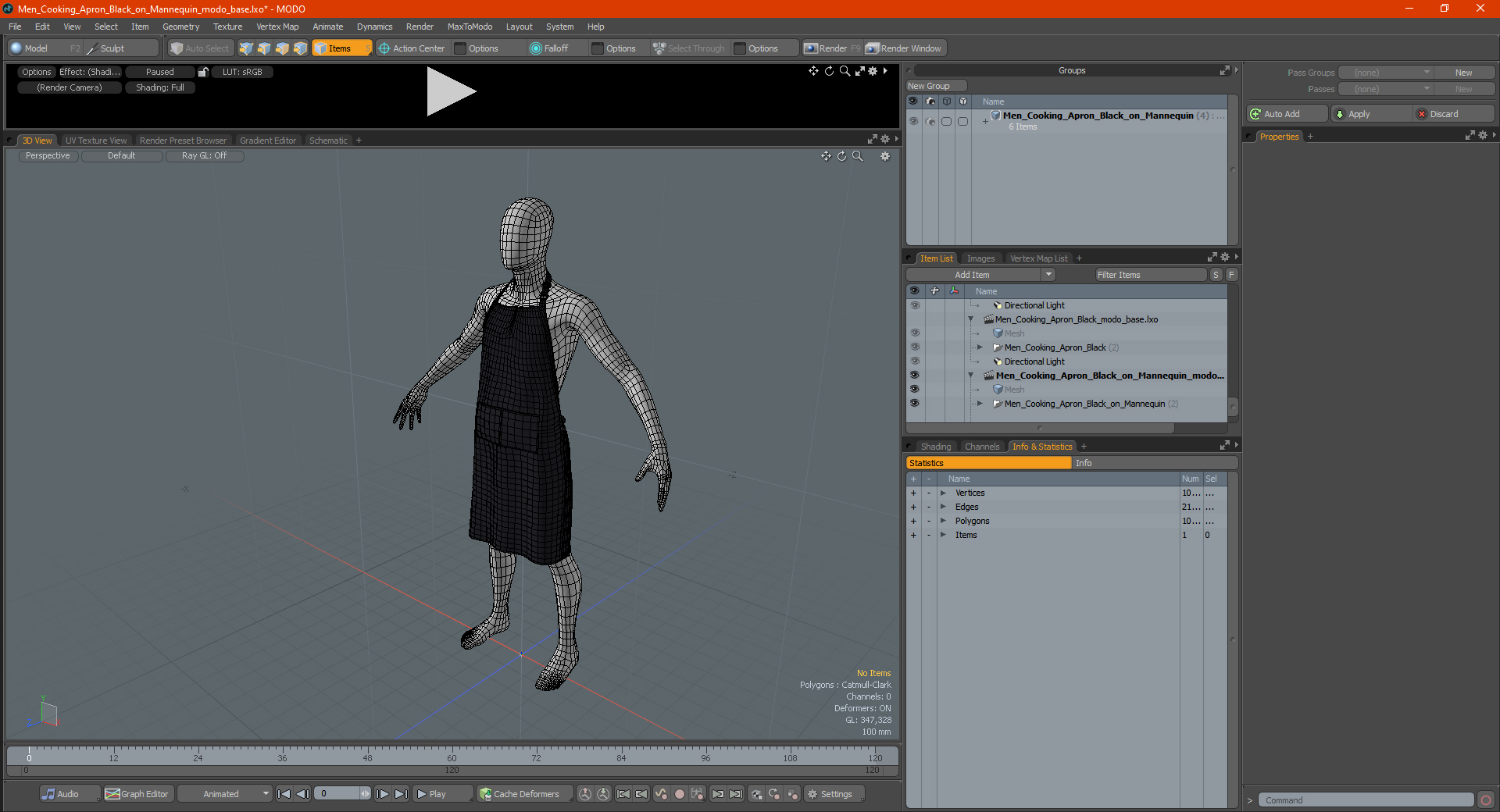 3D Men Cooking Apron Black on Mannequin