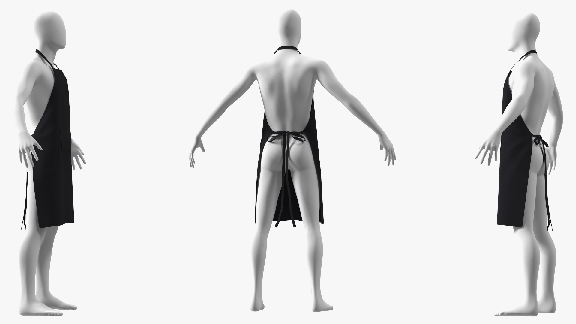 3D Men Cooking Apron Black on Mannequin