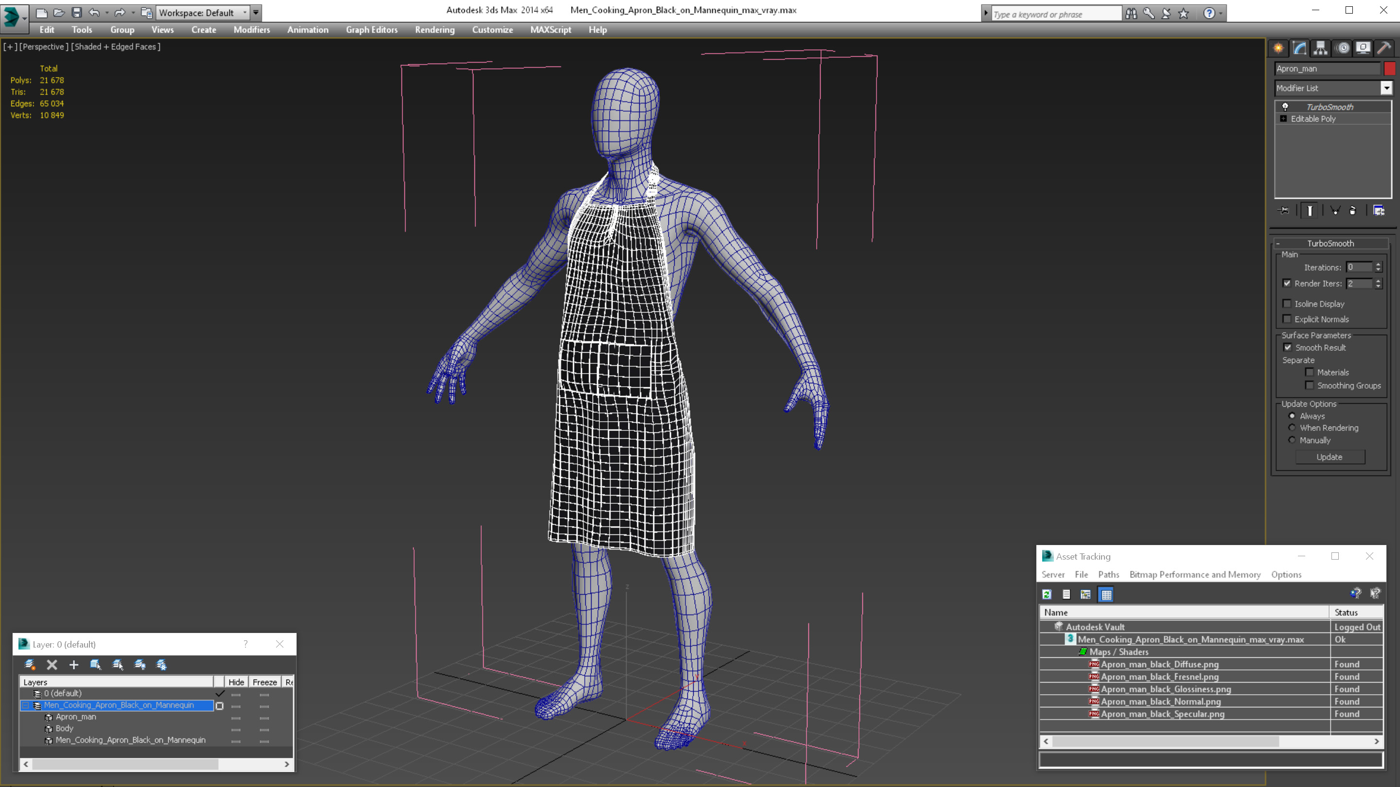 3D Men Cooking Apron Black on Mannequin