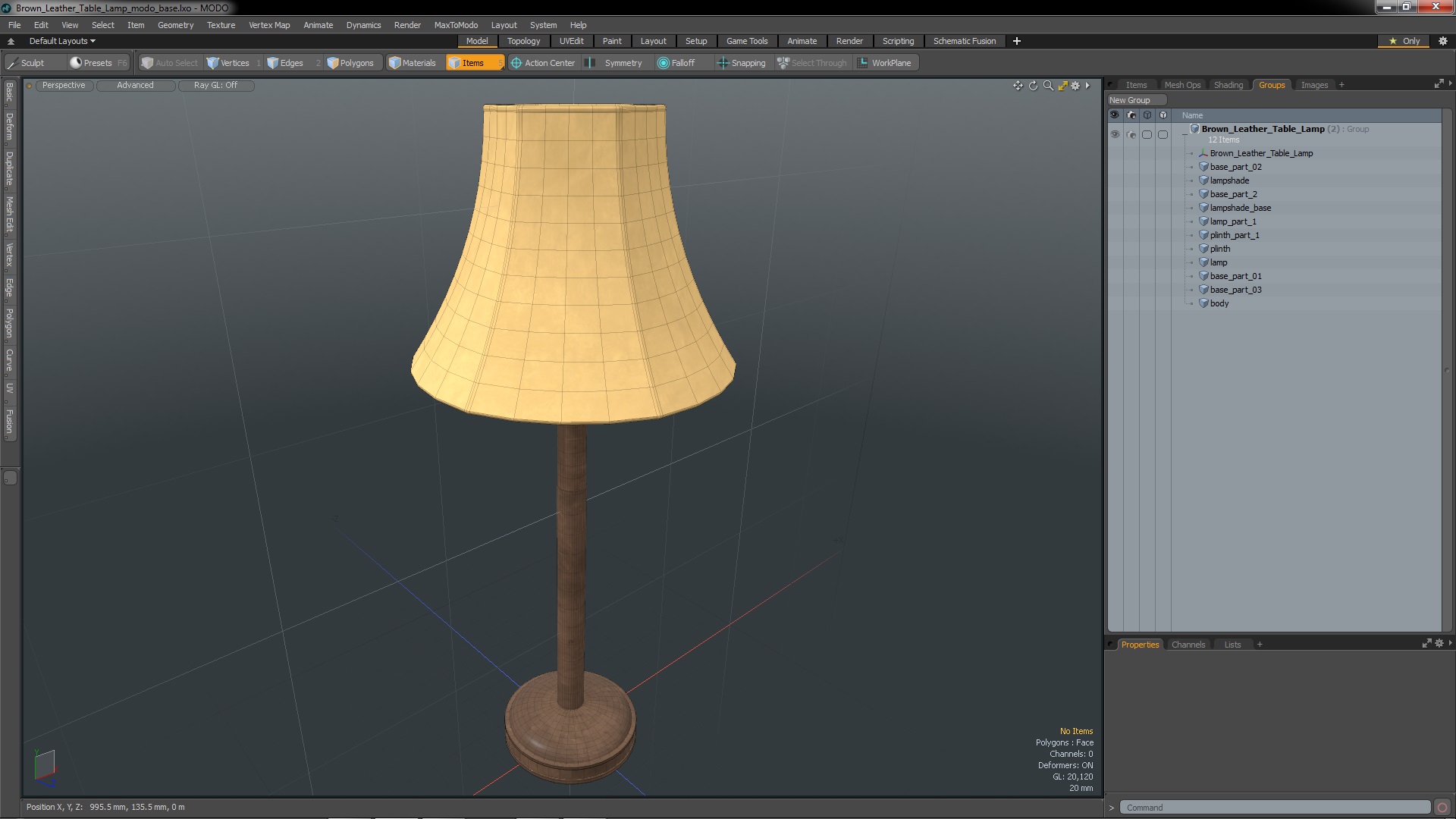 Brown Leather Table Lamp 3D model