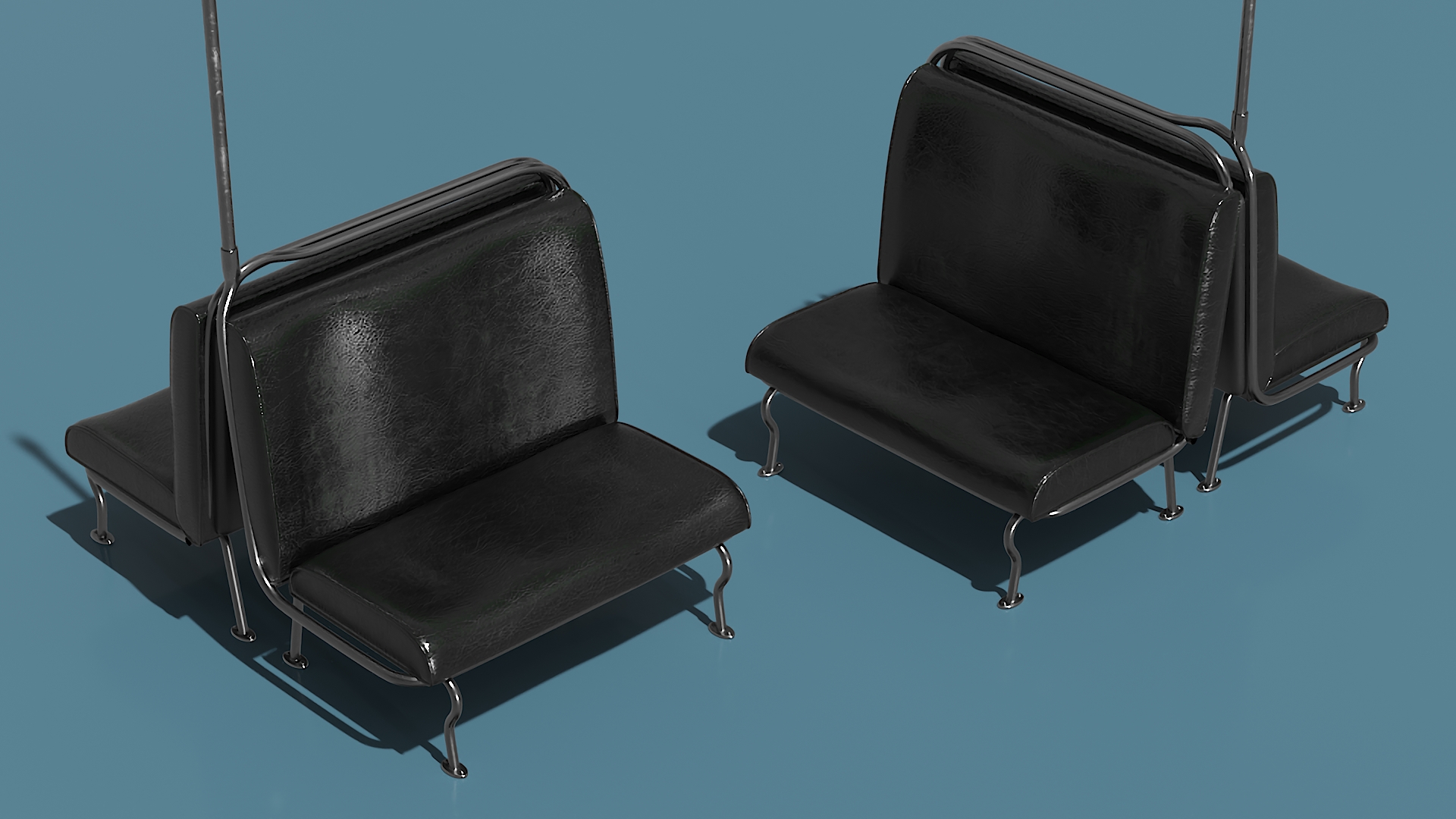 Old Tram Seats Two Sides 3D model