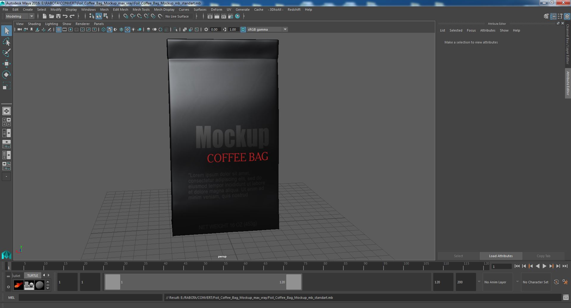 Foil Coffee Bag Mockup 3D