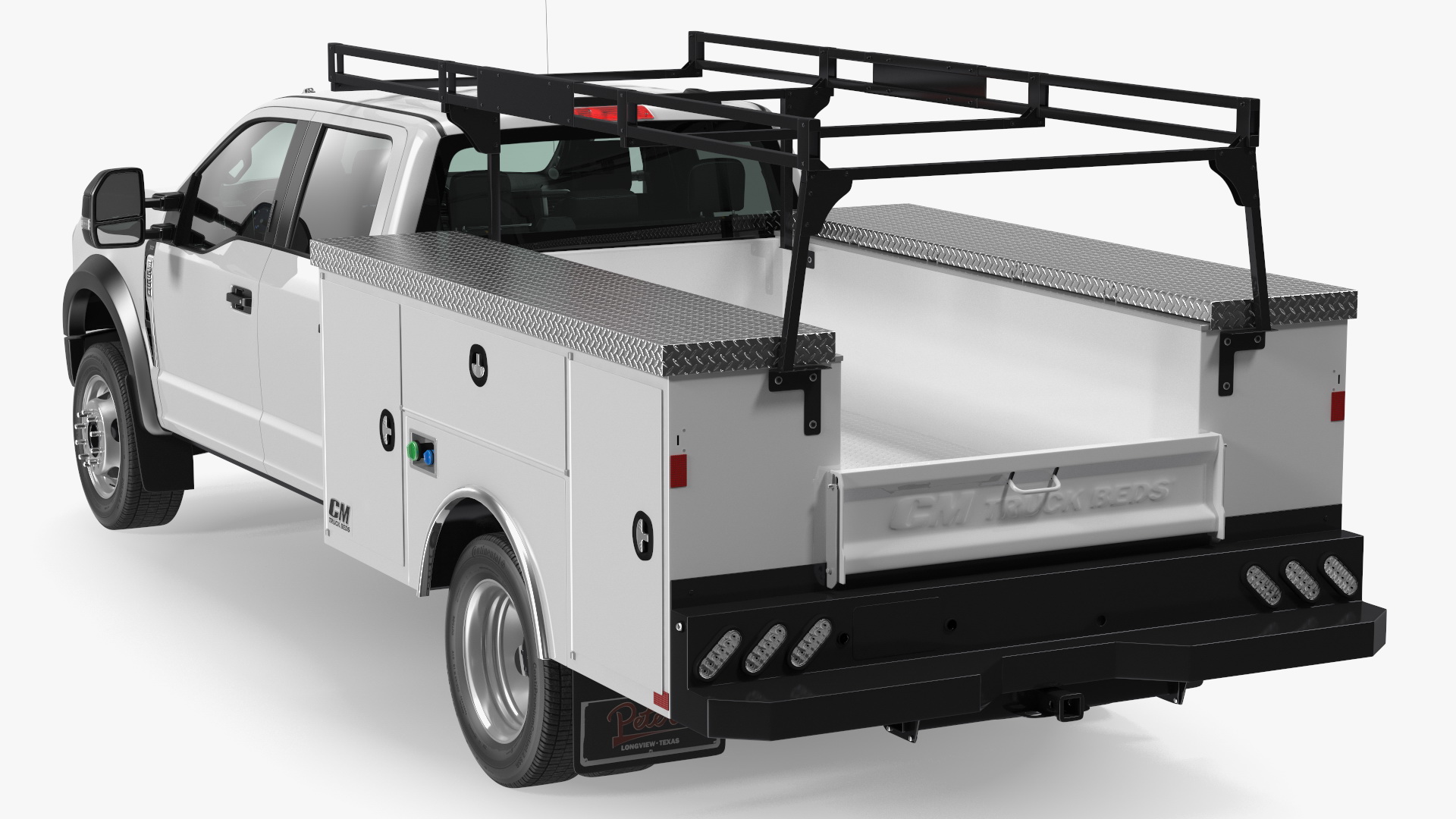 3D White Ford Super Duty F550 with Service Body Rigged