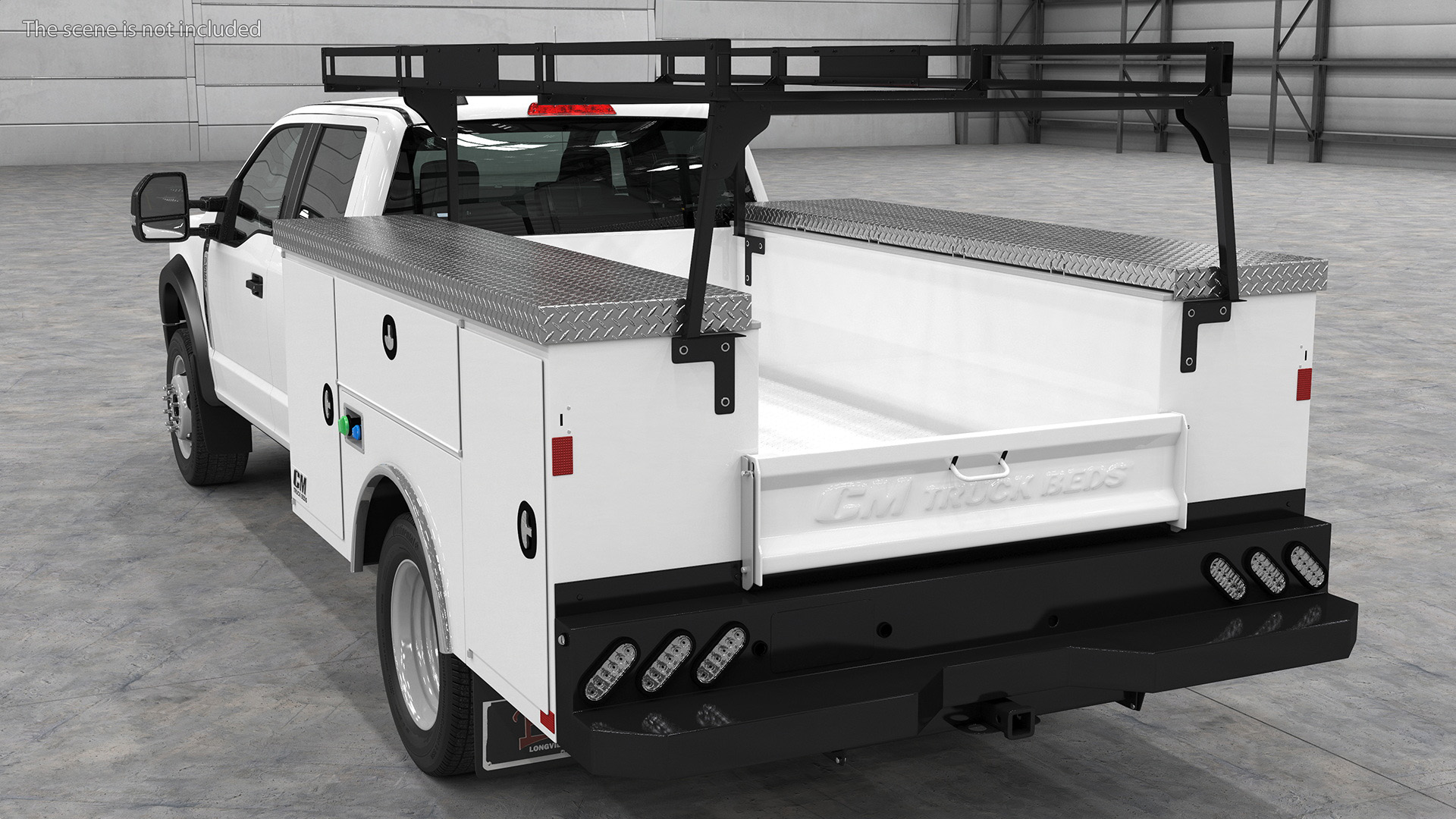 3D White Ford Super Duty F550 with Service Body Rigged